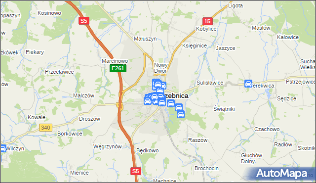 mapa Trzebnica, Trzebnica na mapie Targeo
