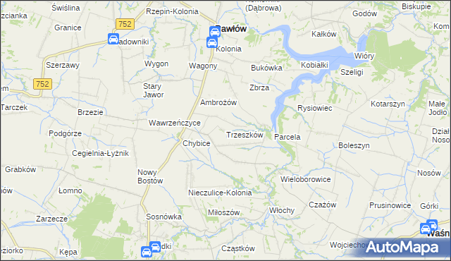 mapa Trzeszków, Trzeszków na mapie Targeo