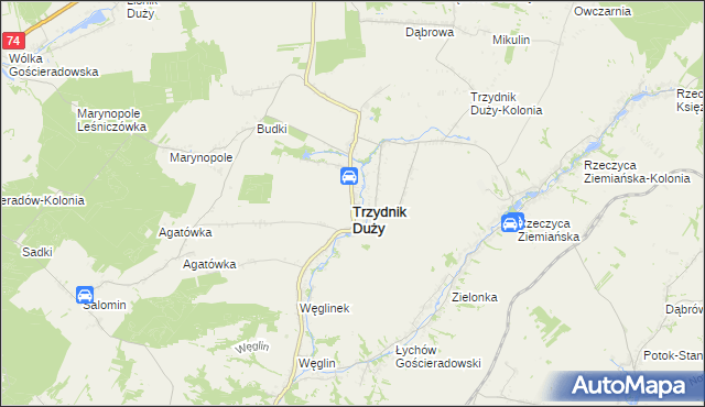 mapa Trzydnik Duży, Trzydnik Duży na mapie Targeo