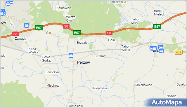 mapa Turkowy, Turkowy na mapie Targeo