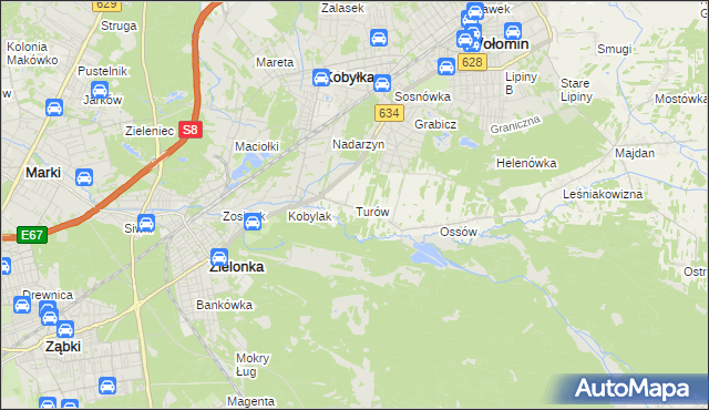 mapa Turów gmina Wołomin, Turów gmina Wołomin na mapie Targeo