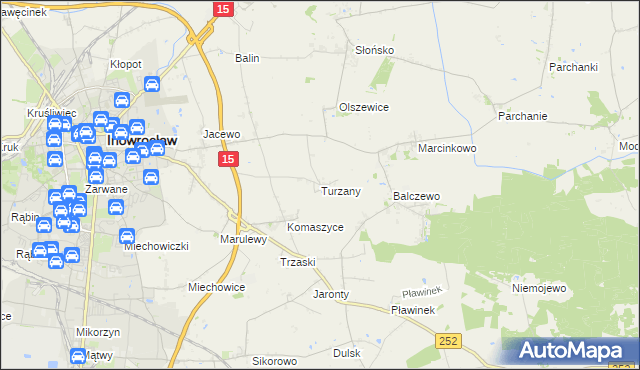 mapa Turzany gmina Inowrocław, Turzany gmina Inowrocław na mapie Targeo