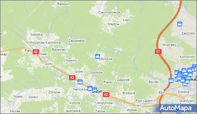 mapa Ubyszów, Ubyszów na mapie Targeo