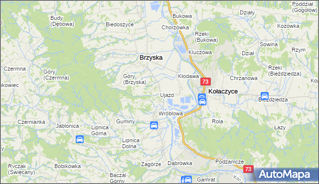 mapa Ujazd gmina Brzyska, Ujazd gmina Brzyska na mapie Targeo