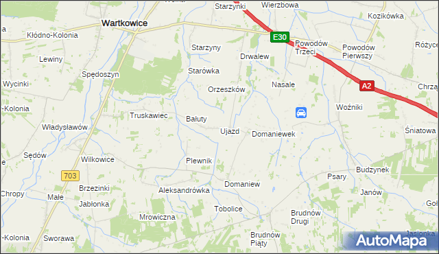 mapa Ujazd gmina Wartkowice, Ujazd gmina Wartkowice na mapie Targeo
