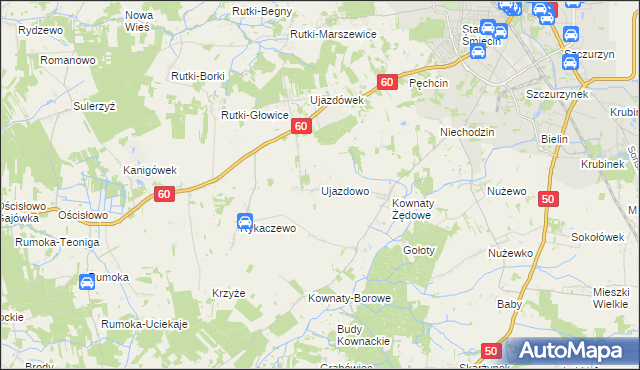 mapa Ujazdowo gmina Ciechanów, Ujazdowo gmina Ciechanów na mapie Targeo