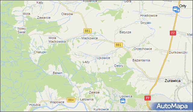 mapa Ujkowice, Ujkowice na mapie Targeo