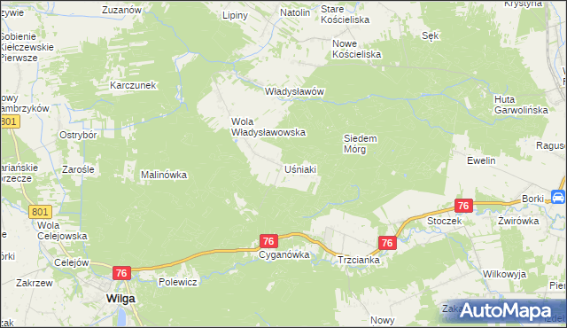 mapa Uśniaki, Uśniaki na mapie Targeo