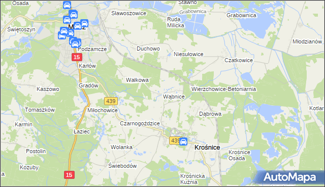 mapa Wąbnice, Wąbnice na mapie Targeo