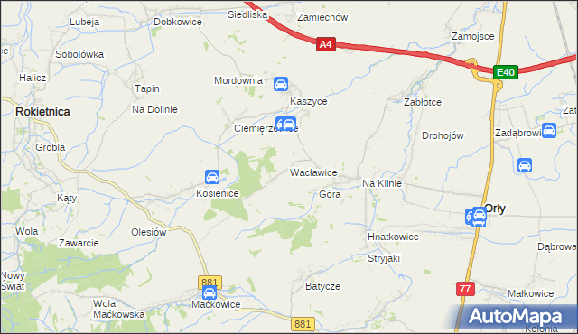 mapa Wacławice, Wacławice na mapie Targeo