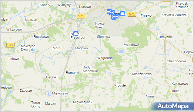 mapa Wągrodno gmina Nasielsk, Wągrodno gmina Nasielsk na mapie Targeo