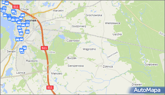 mapa Wągrodno gmina Szczecinek, Wągrodno gmina Szczecinek na mapie Targeo