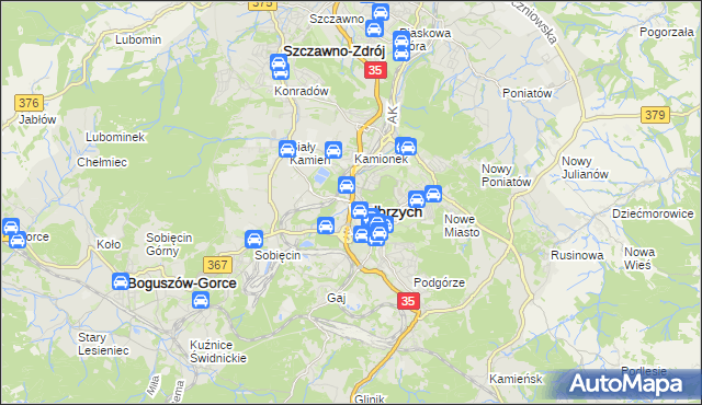 mapa Wałbrzycha, Wałbrzych na mapie Targeo