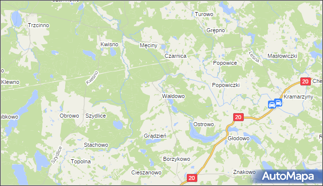 mapa Wałdowo gmina Miastko, Wałdowo gmina Miastko na mapie Targeo