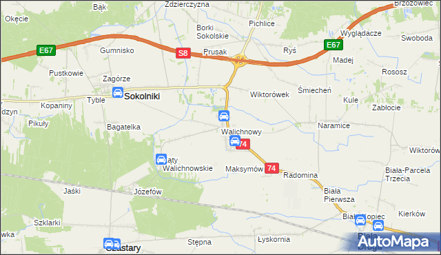 mapa Walichnowy, Walichnowy na mapie Targeo