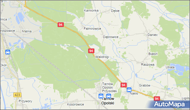 mapa Walidrogi, Walidrogi na mapie Targeo