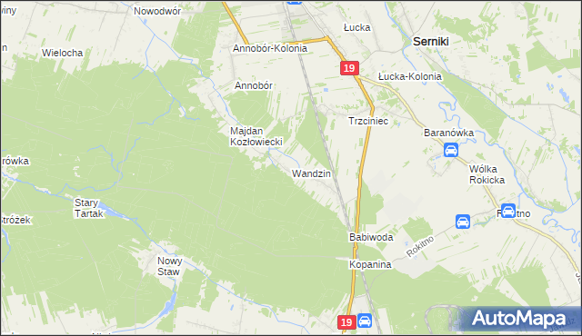 mapa Wandzin gmina Lubartów, Wandzin gmina Lubartów na mapie Targeo