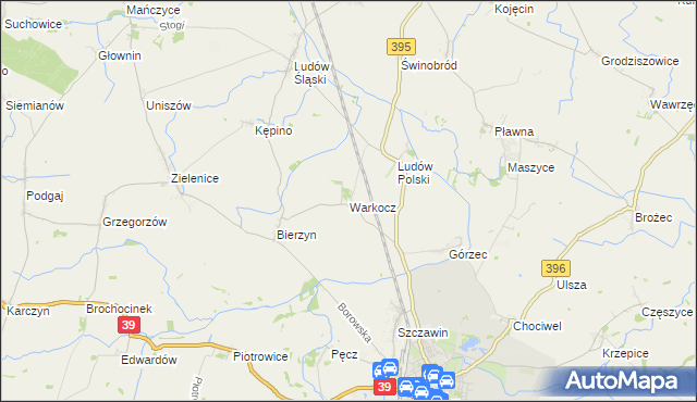 mapa Warkocz gmina Strzelin, Warkocz gmina Strzelin na mapie Targeo