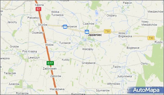 mapa Warpęsy, Warpęsy na mapie Targeo