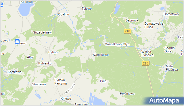 mapa Warszkowo gmina Wejherowo, Warszkowo gmina Wejherowo na mapie Targeo
