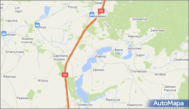 mapa Wąsosz gmina Szubin, Wąsosz gmina Szubin na mapie Targeo