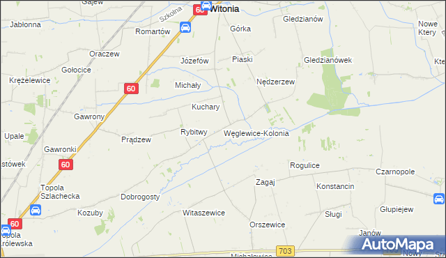 mapa Węglewice-Kolonia, Węglewice-Kolonia na mapie Targeo