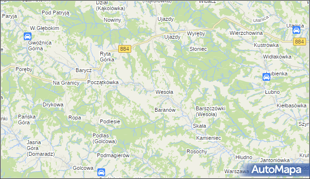 mapa Wesoła gmina Nozdrzec, Wesoła gmina Nozdrzec na mapie Targeo