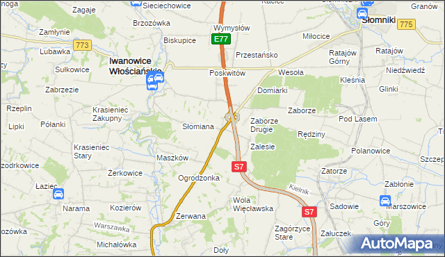 mapa Widoma gmina Iwanowice, Widoma gmina Iwanowice na mapie Targeo