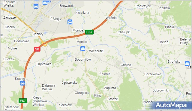 mapa Wiechucice, Wiechucice na mapie Targeo