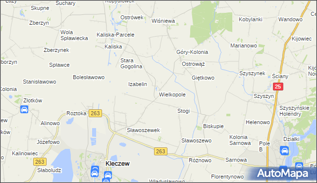 mapa Wielkopole gmina Kleczew, Wielkopole gmina Kleczew na mapie Targeo