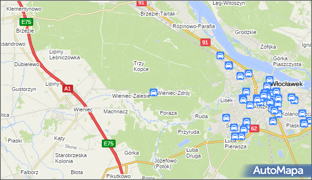 mapa Wieniec-Zdrój, Wieniec-Zdrój na mapie Targeo