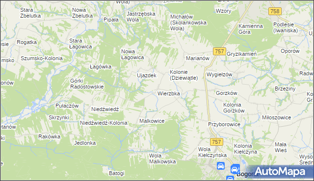 mapa Wierzbka, Wierzbka na mapie Targeo