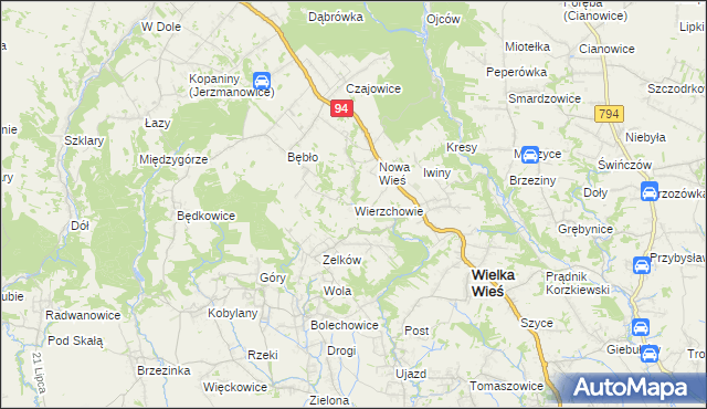 mapa Wierzchowie, Wierzchowie na mapie Targeo