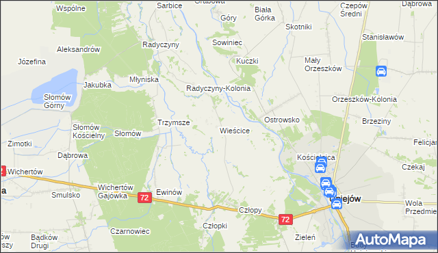 mapa Wieścice, Wieścice na mapie Targeo