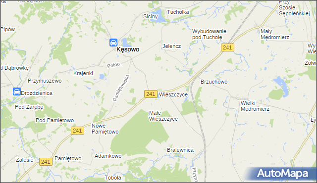 mapa Wieszczyce gmina Kęsowo, Wieszczyce gmina Kęsowo na mapie Targeo