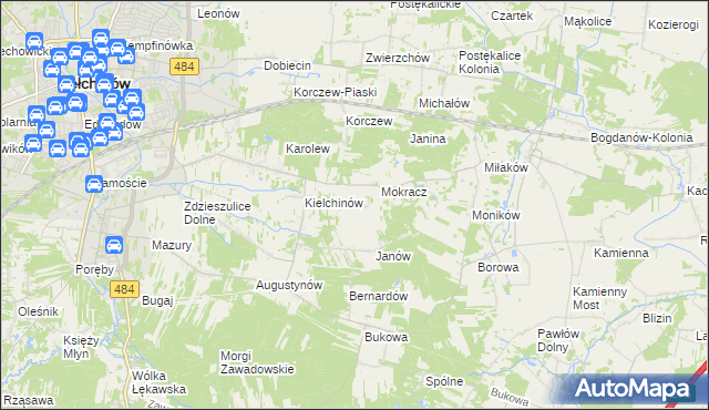 mapa Wiktorów gmina Bełchatów, Wiktorów gmina Bełchatów na mapie Targeo