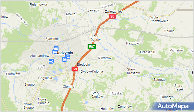 mapa Wiktorów gmina Radzymin, Wiktorów gmina Radzymin na mapie Targeo