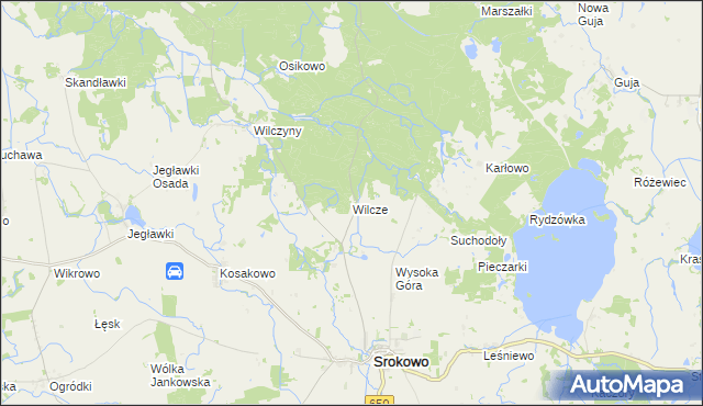 mapa Wilcze gmina Srokowo, Wilcze gmina Srokowo na mapie Targeo