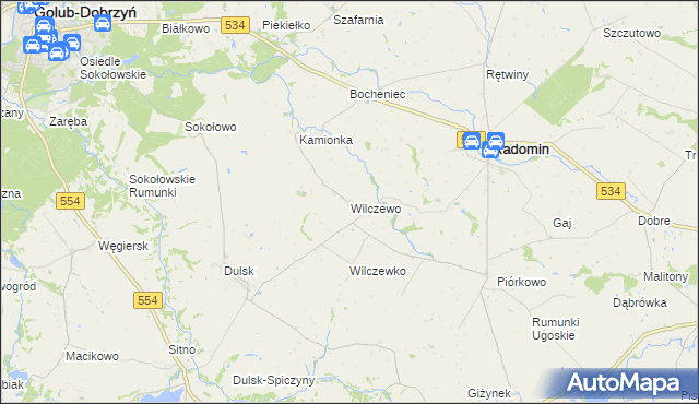 mapa Wilczewo gmina Radomin, Wilczewo gmina Radomin na mapie Targeo