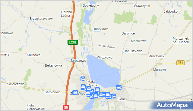 mapa Wilczkowo gmina Żnin, Wilczkowo gmina Żnin na mapie Targeo