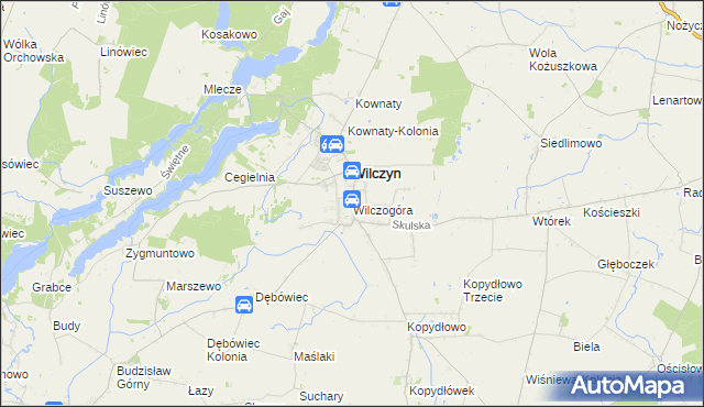 mapa Wilczogóra gmina Wilczyn, Wilczogóra gmina Wilczyn na mapie Targeo