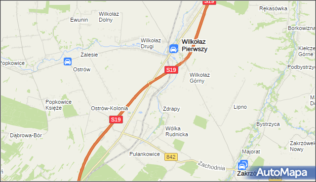 mapa Wilkołaz-Stacja Kolejowa, Wilkołaz-Stacja Kolejowa na mapie Targeo