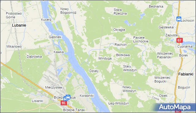 mapa Winduga gmina Bobrowniki, Winduga gmina Bobrowniki na mapie Targeo