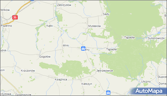 mapa Wiry gmina Marcinowice, Wiry gmina Marcinowice na mapie Targeo
