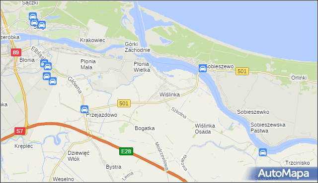 mapa Wiślinka, Wiślinka na mapie Targeo
