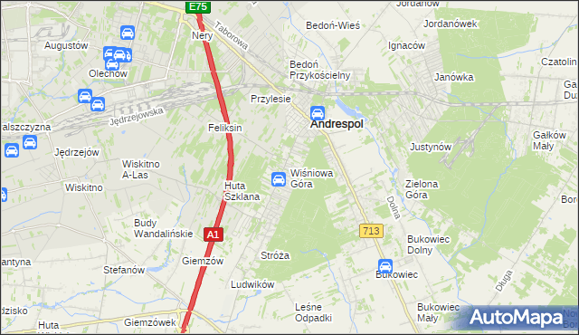 mapa Wiśniowa Góra, Wiśniowa Góra na mapie Targeo