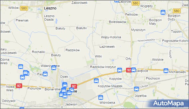 mapa Witki gmina Błonie, Witki gmina Błonie na mapie Targeo