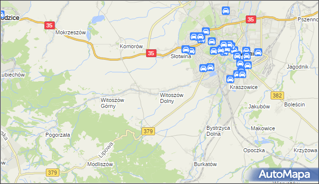 mapa Witoszów Dolny, Witoszów Dolny na mapie Targeo