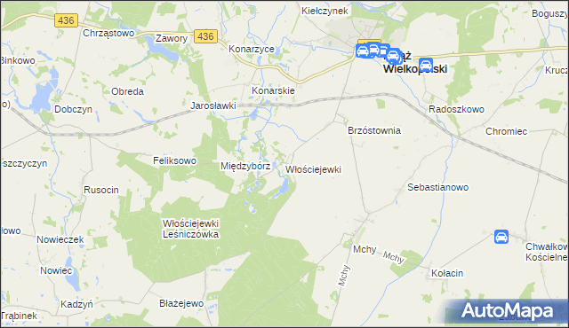 mapa Włościejewki, Włościejewki na mapie Targeo