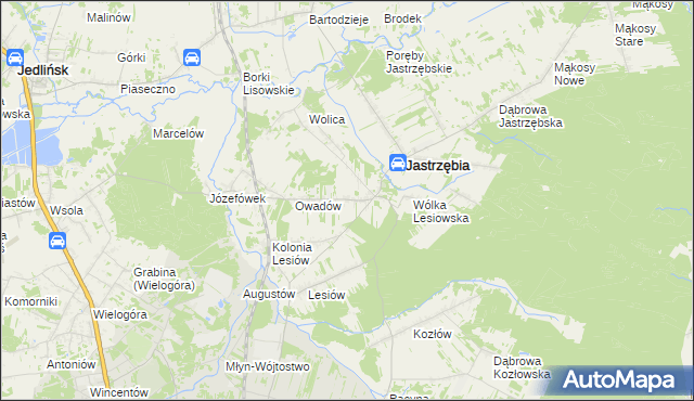 mapa Wojciechów gmina Jastrzębia, Wojciechów gmina Jastrzębia na mapie Targeo